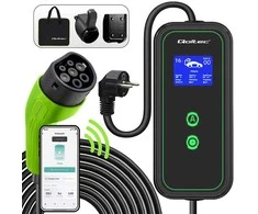 Qoltec Mobilna kroviklis automobiliui elektrinis EV su 2in1 reguliavimas Type2 | 3,5 kW | 230V | Wifi | LCD | Nešiojamas | Wallbox | 5 m