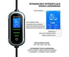Qoltec 2in1 Type2 | 22kW | 400V | Wi-Fi | TUYA | SMART LIFE | LCD | Nešiojamas | Sieninis įkroviklis | 7m