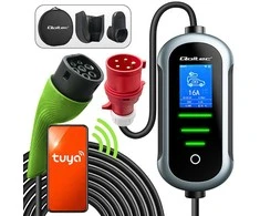 Qoltec Mobilna kroviklis automobiliui elektrycznego EV i hybryd su regulacją 2w1 Typ2 | 7kW | 230V | CEE 32A | Wi-fi | TUYA | SMART LIFE | LCD | Przenośna | Wallbox | 5m