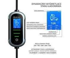 Qoltec Mobilna kroviklis automobiliui elektrycznego EV i hybryd su regulacją 2w1 Typ2 | 7kW | 230V | CEE 32A | Wi-fi | TUYA | SMART LIFE | LCD | Przenośna | Wallbox | 5m