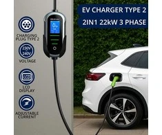 Qoltec 2in1 Type2 | 22kW | 400V | Wi-Fi | TUYA | SMART LIFE | LCD | Nešiojamas | Sieninis įkroviklis | 7m
