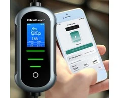 Qoltec 2in1 Type2 | 22kW | 400V | Wi-Fi | TUYA | SMART LIFE | LCD | Nešiojamas | Sieninis įkroviklis | 7m