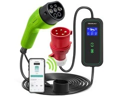 Qoltec mobilus įkroviklis elektromobiliui EV su reguliavimu 2 in 1, Type 2 | 11 kW | Wi-Fi | LCD | 3 fazės | 5 m