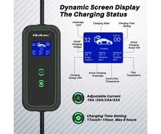 Qoltec mobilusis elektromobilių įkroviklis su 2 viename, 2 tipo reguliavimu | 7kW | 230V | CEE 3 kontaktų | „Wi-Fi“ | LCD | nešiojamas | sieninis įkroviklis | 5 m