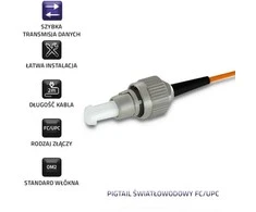Qoltec optinio pluošto pigtail FC/UPC multimodas 2m