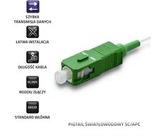 Qoltec Fiber Optic Pigtail SC/APC | Vienmodis | 9/125 | G652D | 2 m