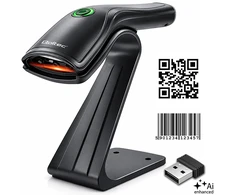 Qoltec Precyzyjny belaidis skaner czytnik kodów kreskowych 1D 2D + stojak na skaner | QR | EAN | USB
