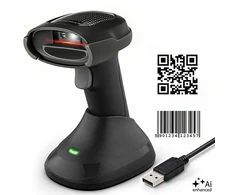 Qoltec Precyzyjny belaidis skaner czytnik kodów kreskowych 1D 2D + stacja ładowania | QR | EAN | USB