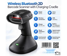 Qoltec Precyzyjny belaidis skaner czytnik kodów kreskowych 1D 2D + stacja ładowania | QR | EAN | USB