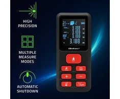 „Qoltec Precision“ skaitmeninis lazerinis atstumo matuoklis su elektroniniu nivelyru | su LCD ekranu | 120 m