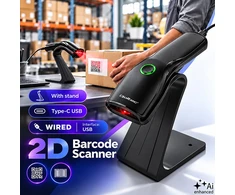 Qoltec Precyzyjny Skaner czytnik kodów kreskowych 1D 2D + stojak na skaner | QR | EAN | USB