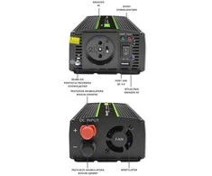 QOLTEC 51937 grynos sinusinės bangos keitiklis, monolitinis / 600 W / 1200 W / 24 V–230 V