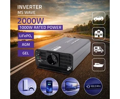 Qoltec Przetwornica napięcia MS Wave | 12V na 230V | 1000/2000W | USB | Kompatybilna su LiFePO4 GEL AGM