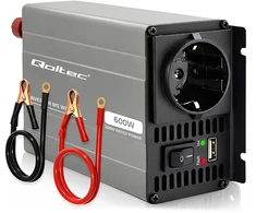 Qoltec Przetwornica napięcia MS Wave | 12V na 230V | 300/600W | USB | Kompatybilna su LiFePO4 GEL AGM