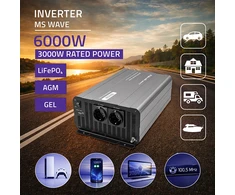 Qoltec Przetwornica napięcia MS Wave | 12V na 230V | 3000/6000W | USB | Kompatybilna su LiFePO4 GEL AGM