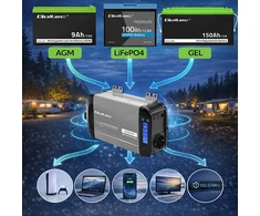 Qoltec Przetwornica napięcia Pure Sine Wave | 12V na 230V | 500/1000W | LCD | USB | USB-C | Kompatibilność su LiFePo4 GEL AGM