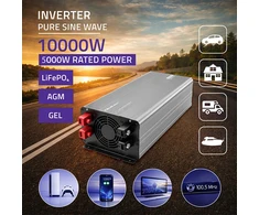 Qoltec Przetwornica napięcia Pure Sine Wave | 24V na 230V | 5000/10000W | LCD | USB | Kompatybilna su LiFePO4 GEL AGM