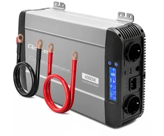 Qoltec Przetwornica napięcia Pure Sine Wave | 12V na 230V | 2000/4000W | UPS BYPASS | LCD | USB | USB-C | Kompatybilna su LiFePO4 GEL AGM