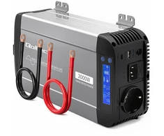 Qoltec Przetwornica napięcia Pure Sine Wave | 12V na 230V | 1000/2000W | UPS BYPASS | LCD | USB | USB-C | Kompatybilna su LiFePO4 GEL AGM