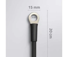 Qoltec Przewód akumulatorowy su końcówkami konektorowymi M8 | Kabelis su oczkiem 8mm | 20cm | Juodas