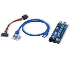 Qoltec PCI-E Riser 1x-16x USB 3.0 SATA IDE MOLEX kabelis