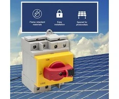 Qoltec Nuolatinės srovės jungiklis su fiksavimo funkcija | pagrindinis jungiklis | 1200V | 32A | 8kV | 4P
