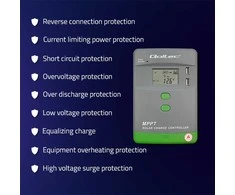 Adapteris Saulės valdiklis įkrovimo mppt su temperatūros jutiklis 20a12v / 24v lcd 2 x usb Qoltec