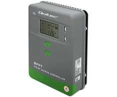 Qoltec Solarny regulator ładowania MPPT su czujnikiem temperatury 20A |12V / 24V | LCD | 2 x USB | GEL | LiFePO4