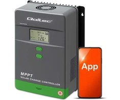 „Qoltec MPPT“ saulės įkrovimo valdiklis su temperatūros jutikliu 80A | 12V / 24V / 36V / 48V | LCD | „Bluetooth“ | programėlė | gelis | LiFePO4