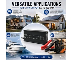 Qoltec 52672 12 V LiFePO4 akumuliatorių įkroviklis | 30 A | PF 0.9