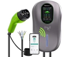 „Qoltec EV2w1 Type 2“ įkrovimo stotelė | 22 kW | „Wi-Fi“ | TUYA | LCD | RFID | 3 fazės | Sieninė dėžutė | 5 m