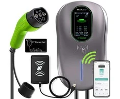 Qoltec Stacja ładowania EV Typ2 automobiliui elektrycznego i hybryd | 22kW | LCD | 2 Kortos EV | 3 fazy | Wallbox | Hotel system | 5m