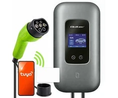 Qoltec Stacja ładowania EV Typ2 automobiliui elektrycznego i hybryd | 3 fazy | 22kW | 32A | Wi-fi | LCD | RFID | Smart life | TUYA | Wallbox | 5m