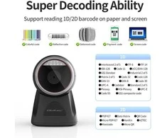 Qoltec Stacionarus tikslus skaitytuvas, brūkšninio kodo ir QR 1D skaitytuvas | 2D