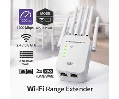 Maršrutizatorius „Qoltec“ „WiFi 5“ stiprintuvas | Kartotuvas | Prieigos taškas | AC1200 | 6 antenos | 2x RJ45 | 128 MB