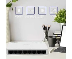 Šakotuvas Port Qoltec 52246 Tinklo jungiklis 8 x RJ45 prievadas | 100Mbps | LAN