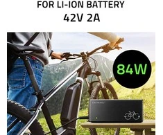 Qoltec Fast įkroviklis elektriniam dviračiui 36V | 42V | 2A | Mi4 magnetinis kištukas + maitinimo laidas