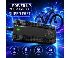 Qoltec Szybka Įkroviklis do roweru skutera elektrycznego 36V | 42V | 4A |wtyczka Bosch + kabelis zasilający