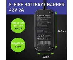 Kepurė Qoltec Szybka Įkroviklis Pro do roweru Bosch 36V | 42V | 2A | Bosch plug | wodoodporna +kabelis zasilający