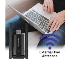 Qoltec 56987 Adapteris USB DUAL Wi-Fi su antena 2 x 2dBi | Standartinė kintamoji srovė | USB 3.0 | 1200 Mbps