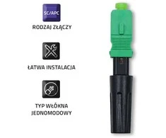 QOLTEC 54496 SC/APC šviesolaidinė greitoji jungtis, vienmodis 3,0 mm