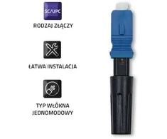 QOLTEC 54497 SC/UPC šviesolaidinė greitoji jungtis, vienmodė, 3,0 mm