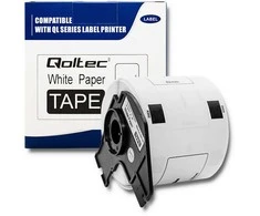 QOLTEC 50750 Juosta BROTHER DK-11202 / 62mm x 100mm / 300 etikečių / Baltas/Juodas print / Rulonas su laikikliu