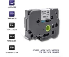 QOLTEC 50748 Tape for BROTHER TZ2-241 / 18mm x 8m / Baltas/ Juodas print