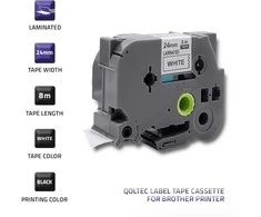 QOLTEC 50749 Tape for BROTHER TZ2-251 / 24mm x 8m / Baltas/Juodas print