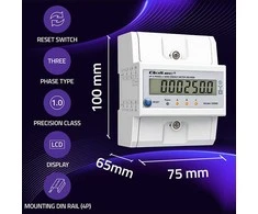 Qoltec Trójfazowy elektroninis licznik su resetem | miernik zużycia energii na szynę DIN | 400V | 100A | LCD | LED | 4P