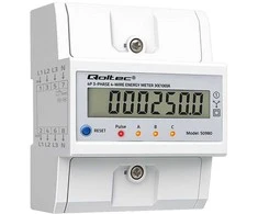 Qoltec 50980 Three-phase electronic meter with reset | DIN rail energy consumption meter | 400V | 100A | LCD | LED | 4P