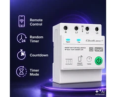 Qoltec Trifazė relė 63A ant DIN bėgelio | 3P+N | Laikmatis | Wi-Fi | Tuya | Smart Life | Amazon Alexa | 4P