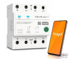 Qoltec Trójfazowy przekaźnik 63A na szynę DIN | 3P+N | Timer | Wi-Fi | Tuya | Smart Life | Amazon Alexa | 4P