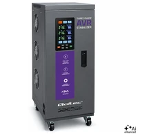 Qoltec Trójfazowy stabilizator napięcia AVR MULTIPROTECTION |10kVA | Dokładność ± 3% | Serwomotor 3F | LCD | Expert Line